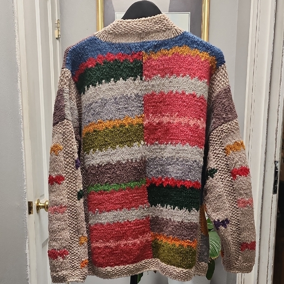 Amano Vintage Grandmacore Multicolor Knit Wool Cardigan Sweater - Picture 5 of 7